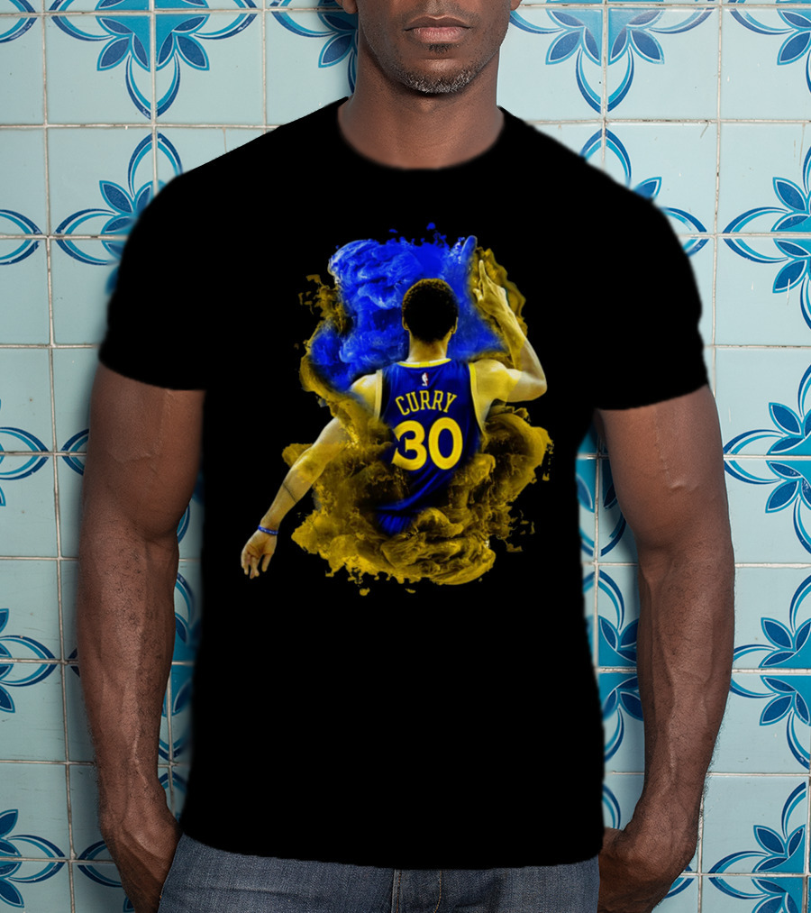 Stephen Curry 30 Blue Yellow Burst T-Shirt