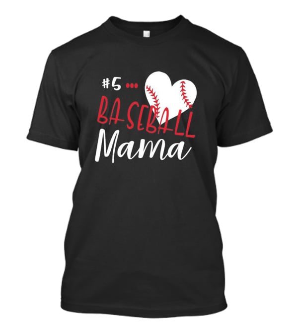 5 Baseball Mama Heart Stitch T-Shirt