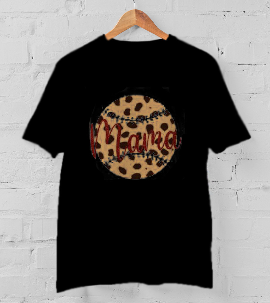 Mama Leopard Print Baseball T-Shirt