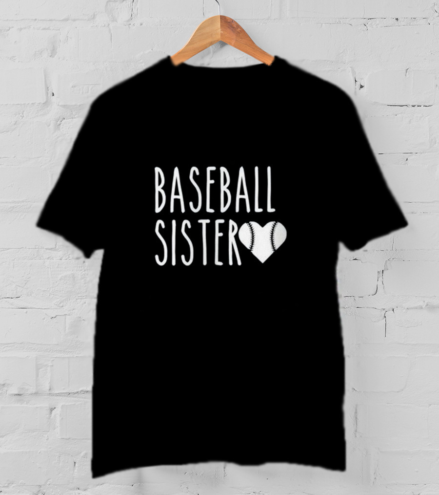 Baseball Sister Heart Baseball Stitch Heart T-Shirt