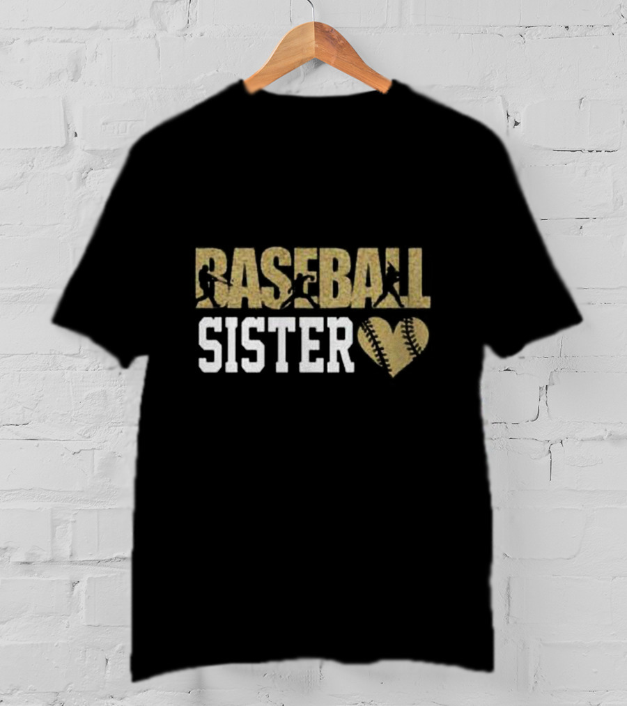 Baseball Sister Heart Bat Swing T-Shirt