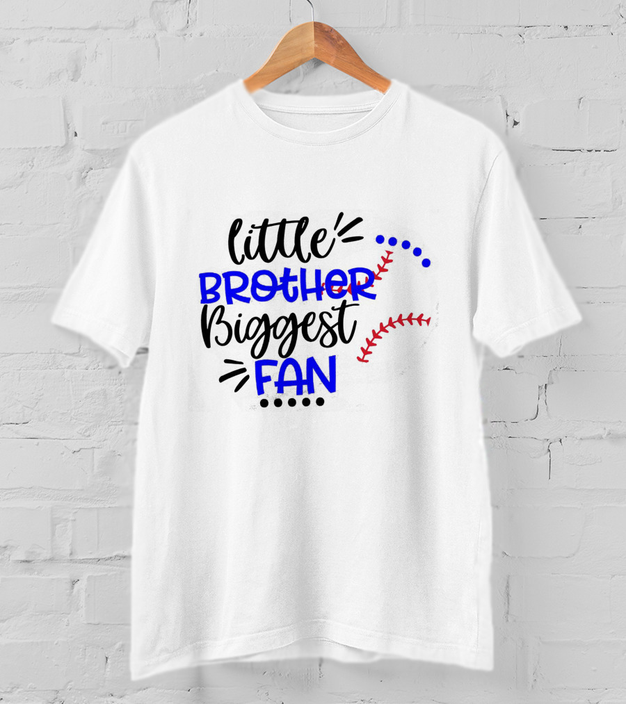 Little Brother Biggest Fan Baseball T-Shirt