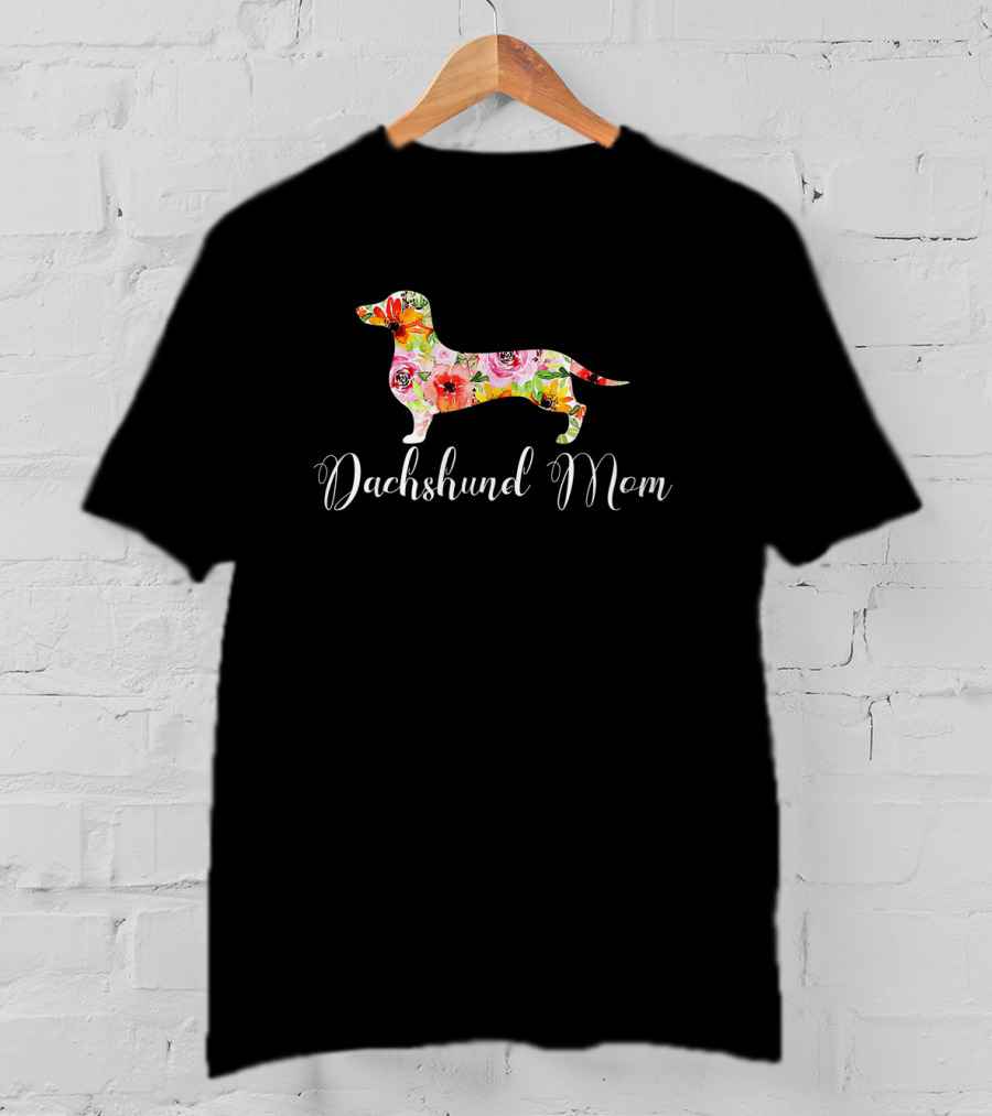 Dachshund Mom Floral Doxie Dog Graphic Cute T-Shirt