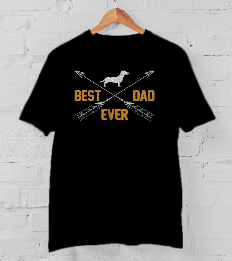 Best Dachshund Dog Dad Ever Vintage Style Arrows T-Shirt