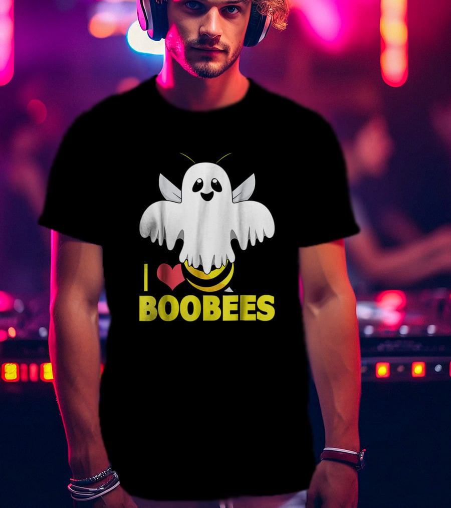 I Heart Boo Bees Funny Halloween Costume Bee And Ghost Mashup T-Shirt