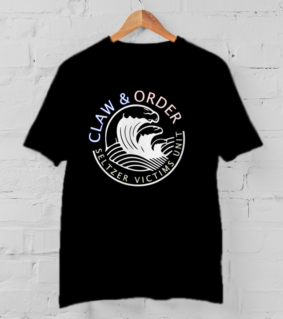 Claw And Order Seltzer Victims Unit Wave Emblem T-Shirt