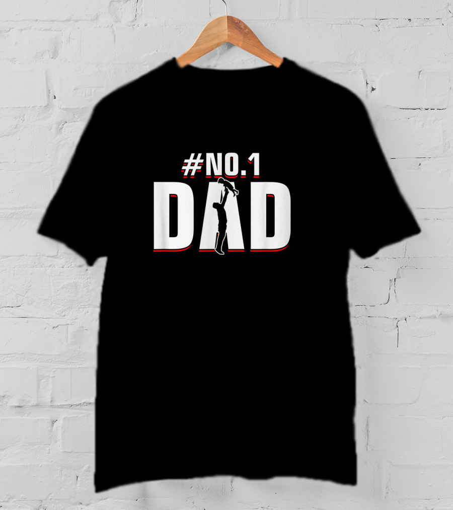 Father's Day No. 1 Dad Silhouette With Child Appreciation T-Shirt
