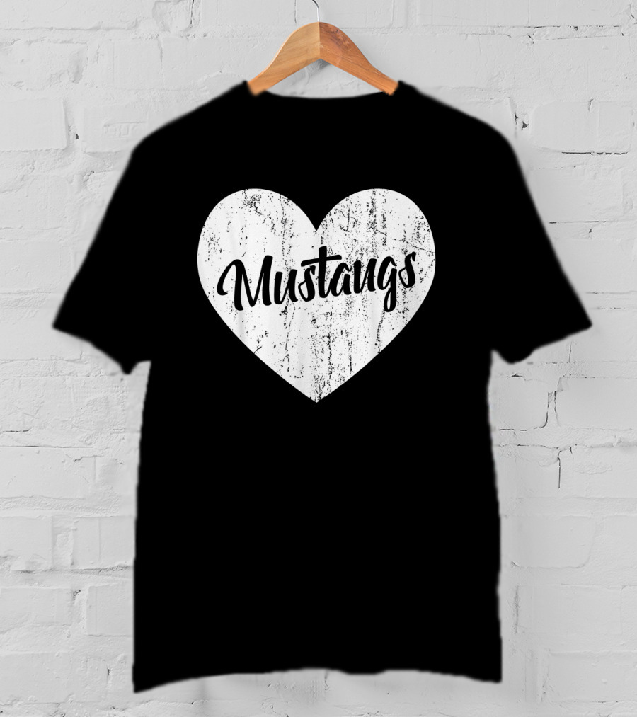 Mustangs Heart School Sports Fan Team Spirit Mascot T-Shirt