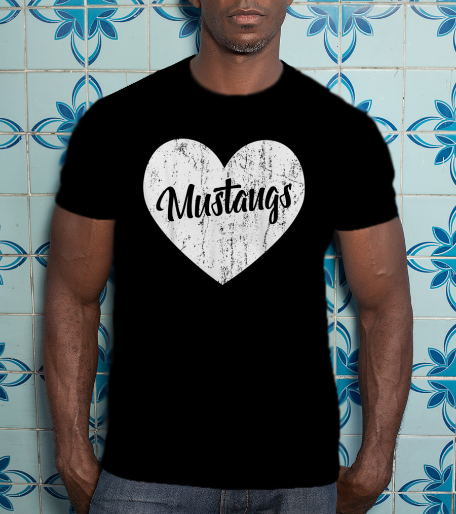 Mustangs Heart School Sports Fan Team Spirit Mascot T-Shirt
