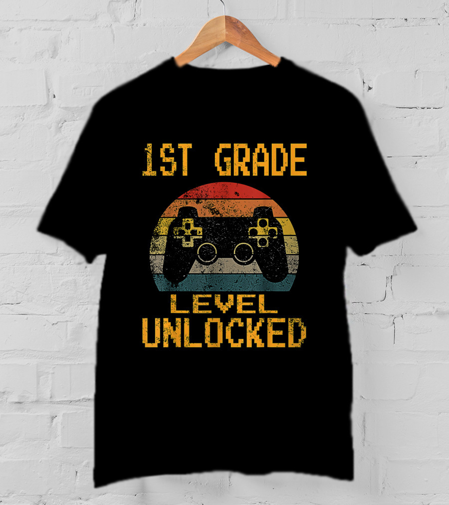 1st Grade Level Unlocked Gamer Controller First Day Of School T-Shirt