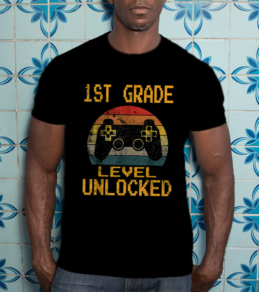 1st Grade Level Unlocked Gamer Controller First Day Of School T-Shirt