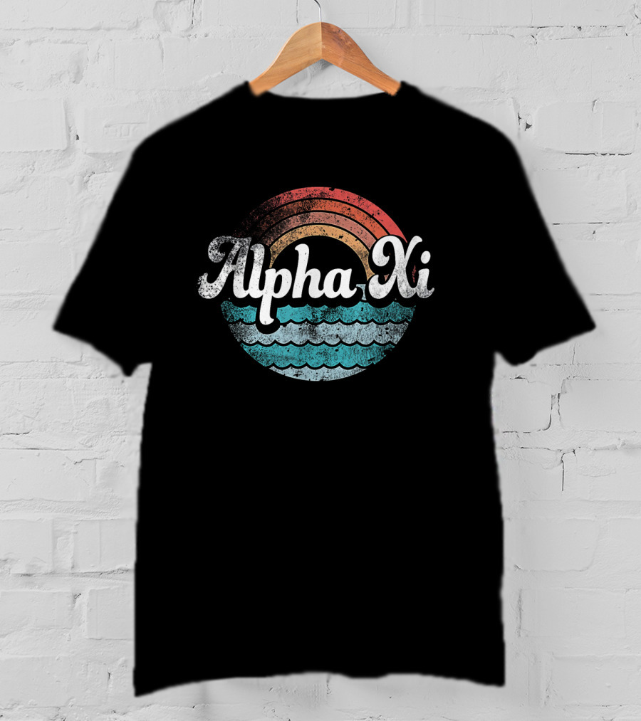 Alpha Xi Delta Retro Beach Waves Design For Sorority Pledge Rush Or Alumnae T-Shirt