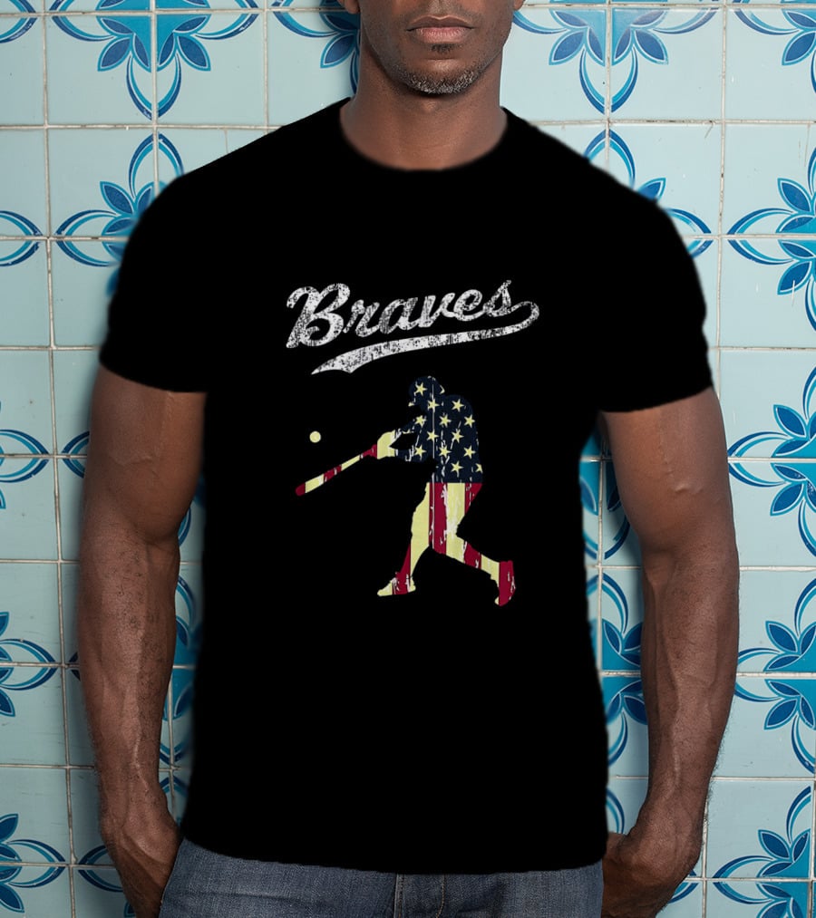 Braves Vintage USA Flag Baseball T-Shirt