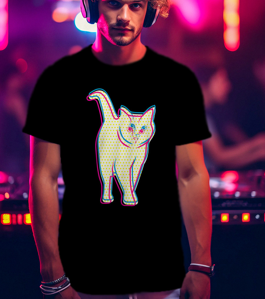 Psychedelic Cool Cat Pop Art For Cat Lovers In Vibrant Colors T-Shirt