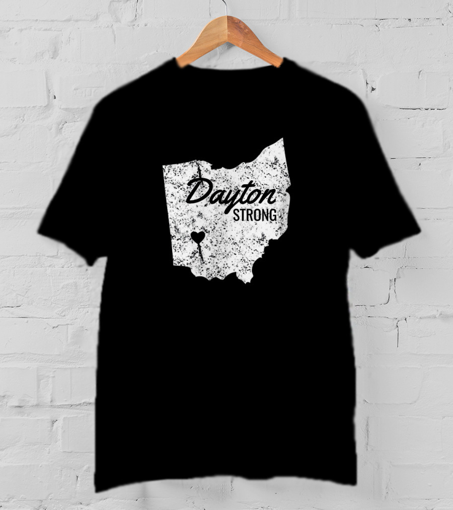 Dayton Strong Ohio Map With Heart Symbol Memorial T-Shirt