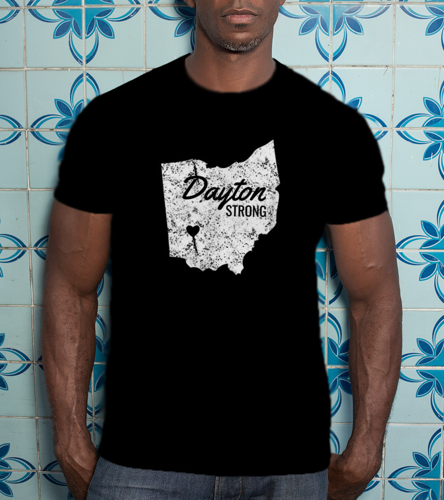 Dayton Strong Ohio Map With Heart Symbol Memorial T-Shirt