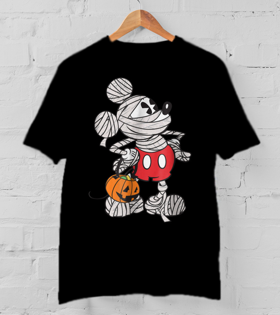 Mickey Mouse Halloween Mummy With Pumpkin Trick-or-Treat Bag T-Shirt