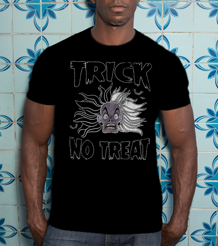 Trick No Treat Spooky Ghost Face With Flying Bats T-Shirt