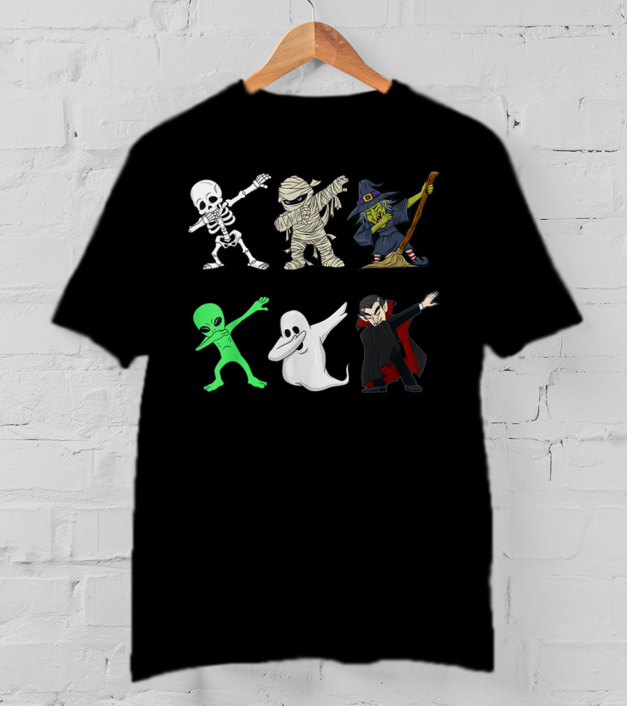 Skeleton Mummy Witch Alien Ghost Vampire Dabbing Monsters T-Shirt