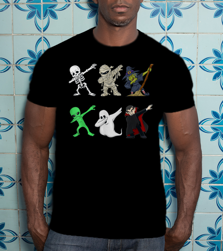 Skeleton Mummy Witch Alien Ghost Vampire Dabbing Monsters T-Shirt