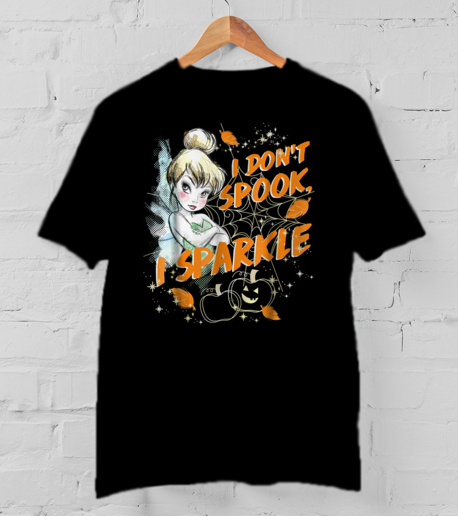 Tinkerbell I Don't Spook I Sparkle Halloween Pumpkin Leaves T-Shirt