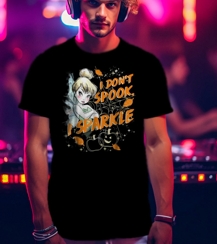 Tinkerbell I Don't Spook I Sparkle Halloween Pumpkin Leaves T-Shirt