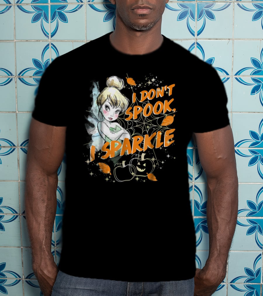 Tinkerbell I Don't Spook I Sparkle Halloween Pumpkin Leaves T-Shirt