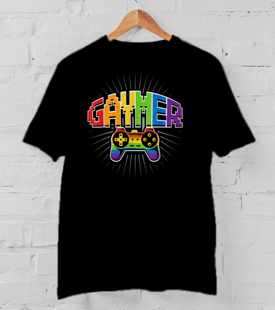 Threadrock Men's Gaymer Rainbow Love Controller Pride T-Shirt
