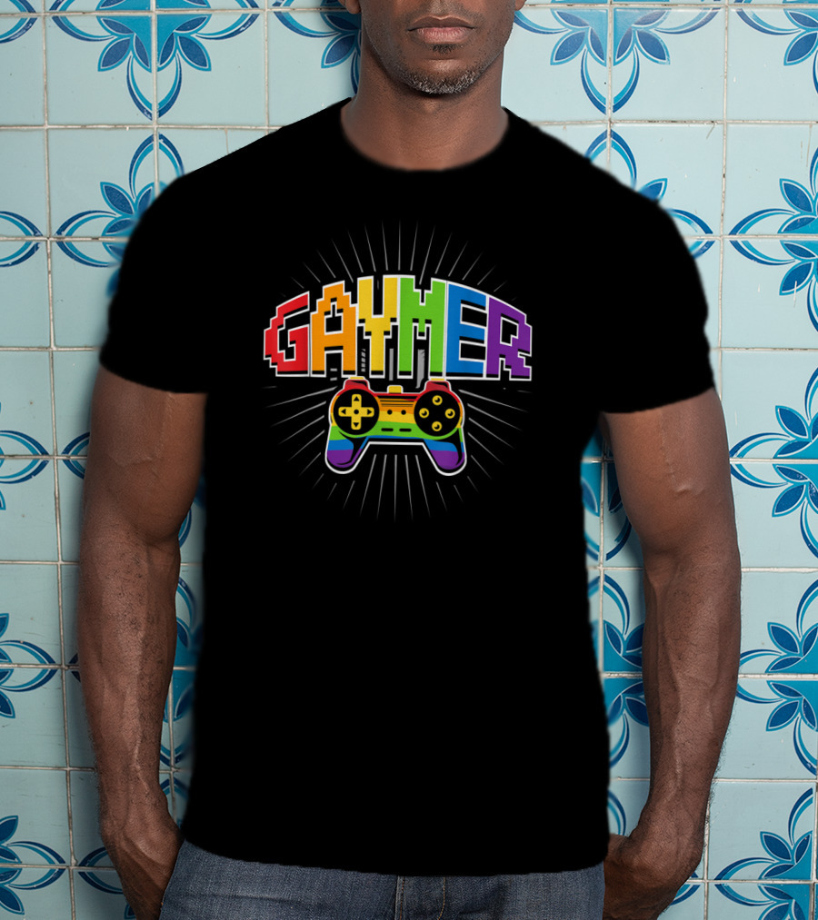 Threadrock Men's Gaymer Rainbow Love Controller Pride T-Shirt