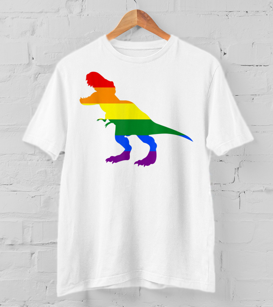 Dino Pride Rainbow Flag LBGT T-Rex Pride Month T-Shirt