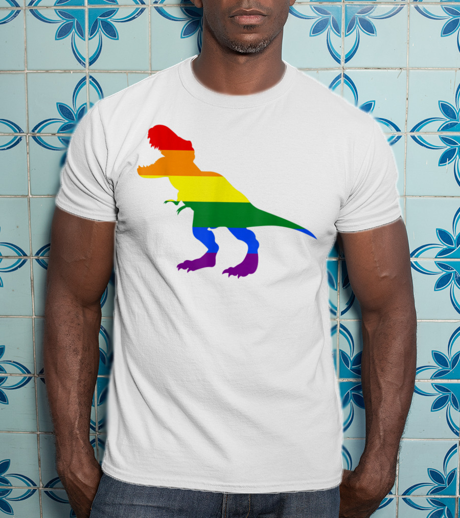 Dino Pride Rainbow Flag LBGT T-Rex Pride Month T-Shirt