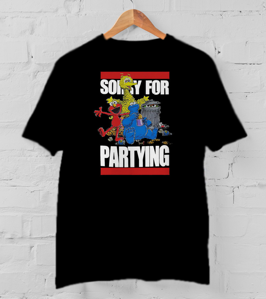 Sorry For Partying With Playful Characters And Big Yellow Bird T-Shirt