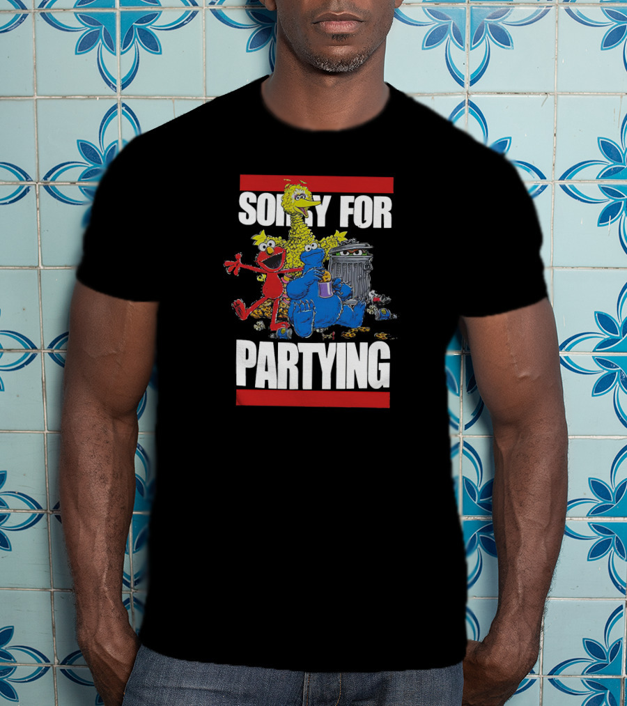 Sorry For Partying With Playful Characters And Big Yellow Bird T-Shirt