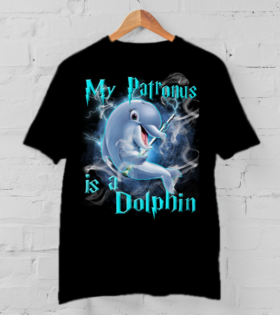 My Patronus Is A Dolphin Magic Parody Lightning T-Shirt