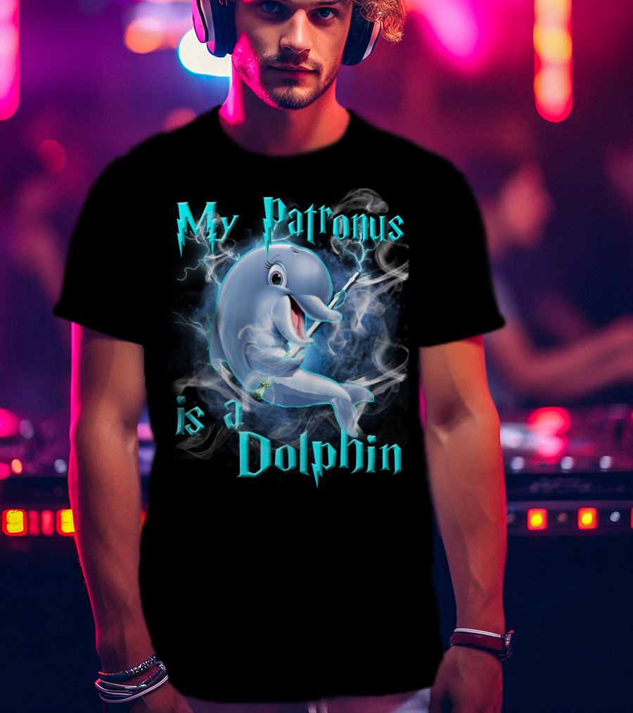 My Patronus Is A Dolphin Magic Parody Lightning T-Shirt