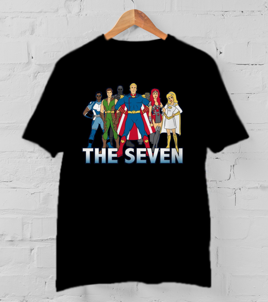 The Seven Cartoon Parody Superhero Team Art Ript Crossover T-Shirt