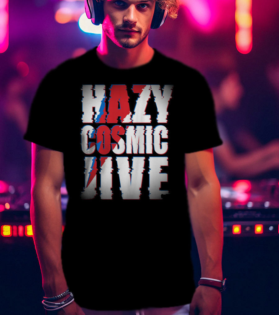 Hazy Cosmic Jive Ziggy Stardust Style Lightning Bolt T-Shirt