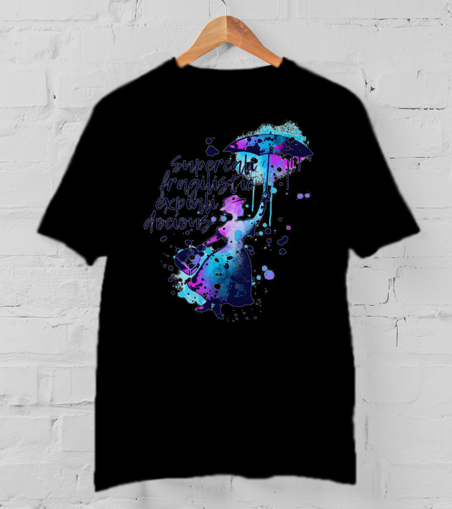 Supercalifragilisticexpialidocious Mary Watercolor Umbrella T-Shirt