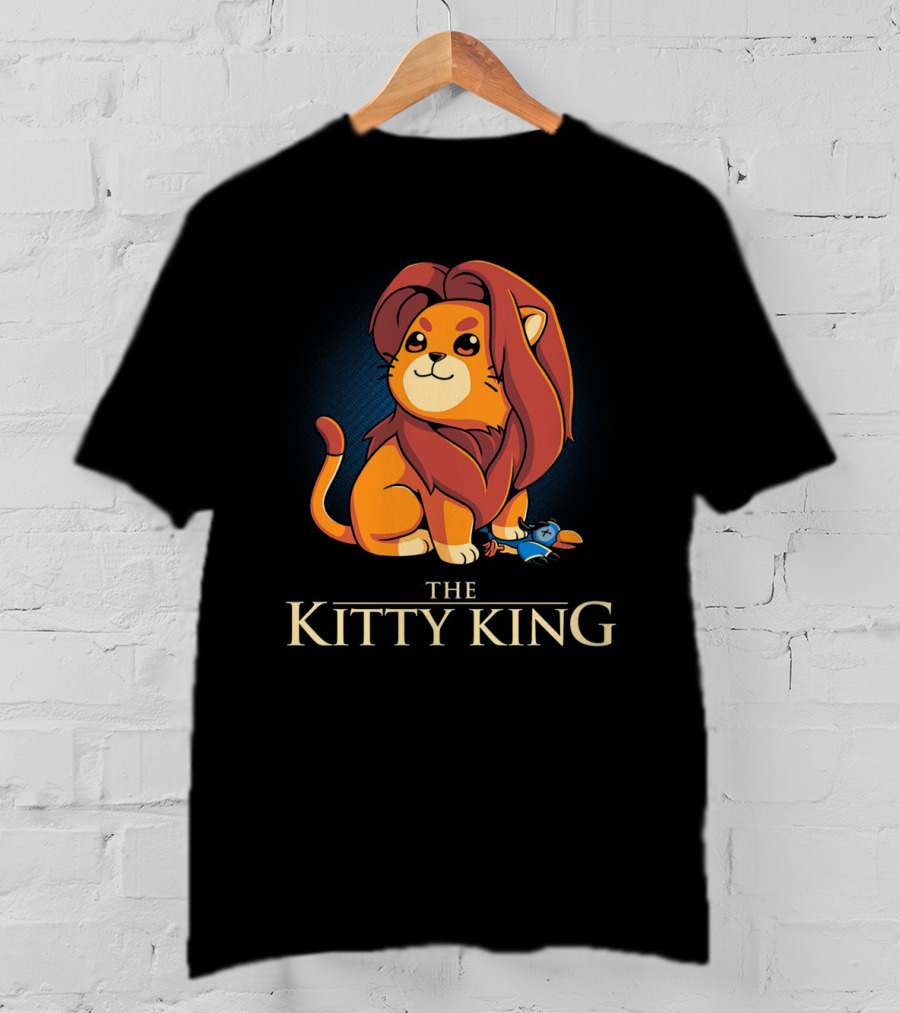 The Kitty King Cute Lion With Plush Mane And Toy Bird Playful T-Shirt