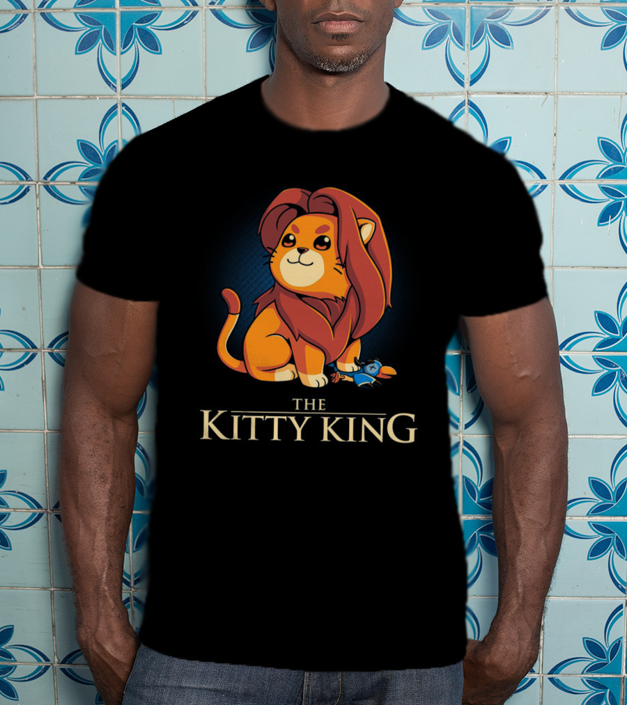 The Kitty King Cute Lion With Plush Mane And Toy Bird Playful T-Shirt