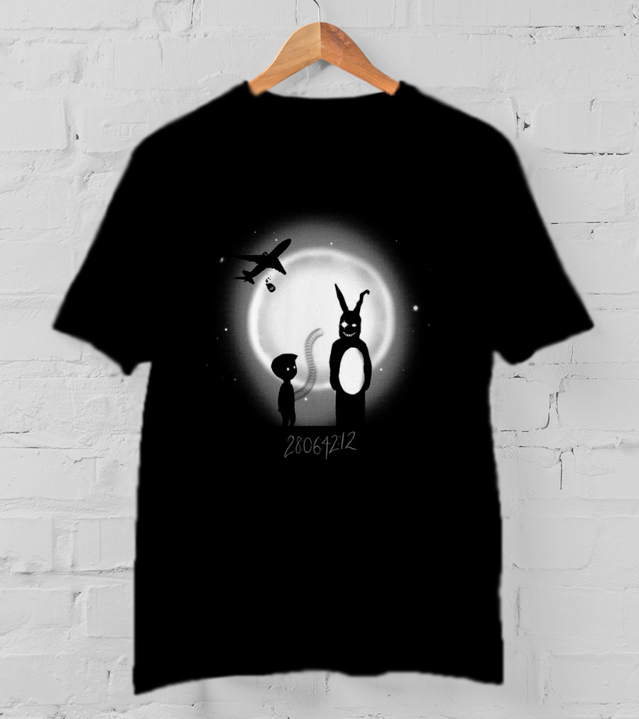 Donnie In Limbo 28064212 Dark Rabbit And Airplane Silhouette Against Moon T-Shirt