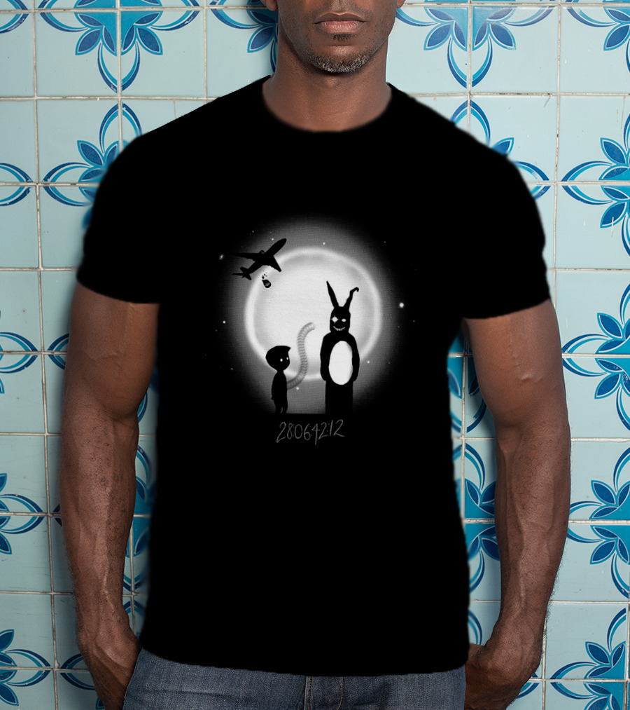 Donnie In Limbo 28064212 Dark Rabbit And Airplane Silhouette Against Moon T-Shirt