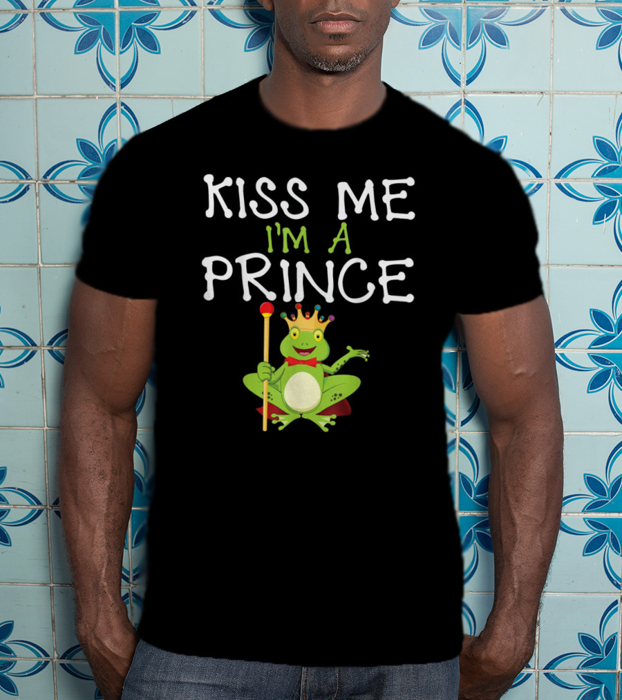 Kiss Me I'm A Frog Prince With Crown And Scepter T-Shirt