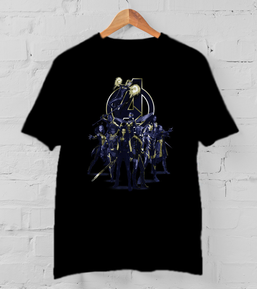 Avengers Endgame Purple Hue Iconic Heroes Ensemble With Classic T-Shirt
