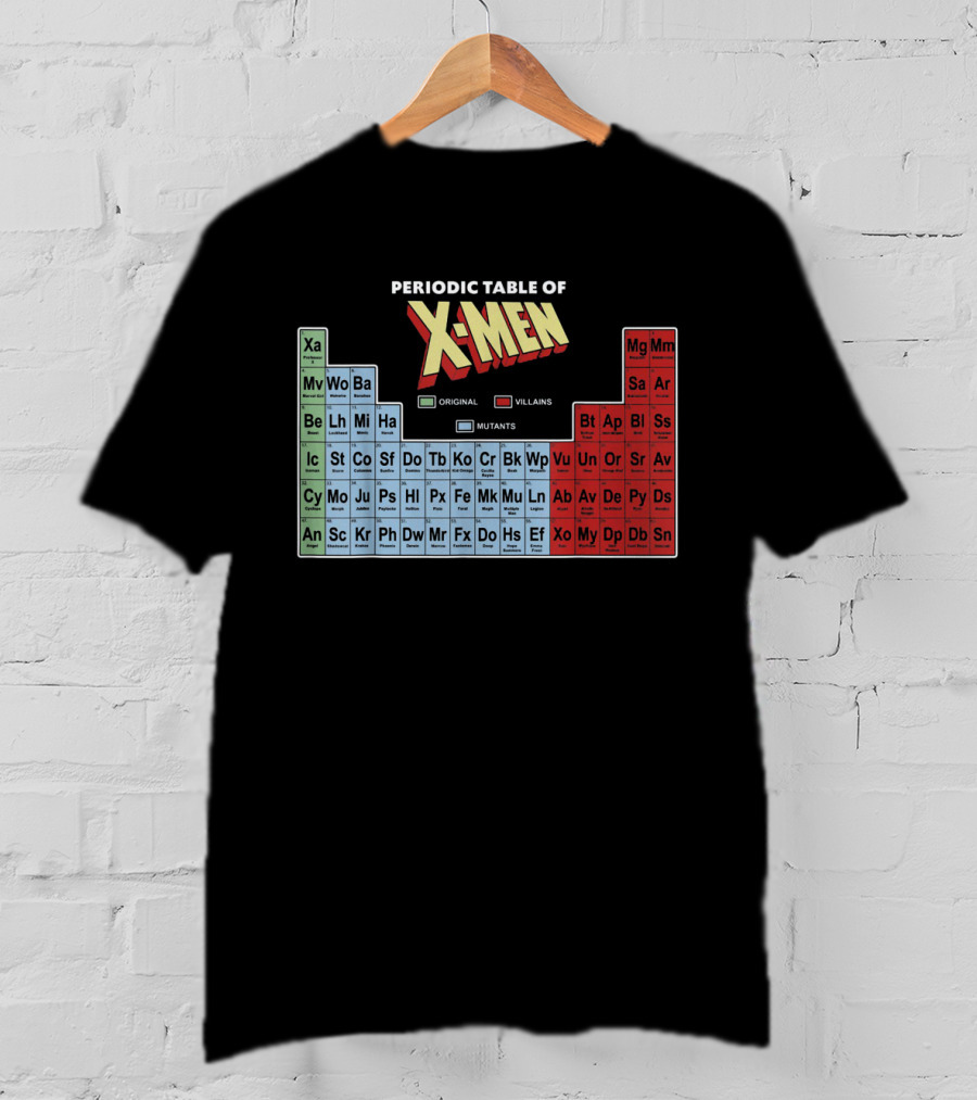 Periodic Table Of X-Men Characters Featuring Original Villains And Mutants T-Shirt