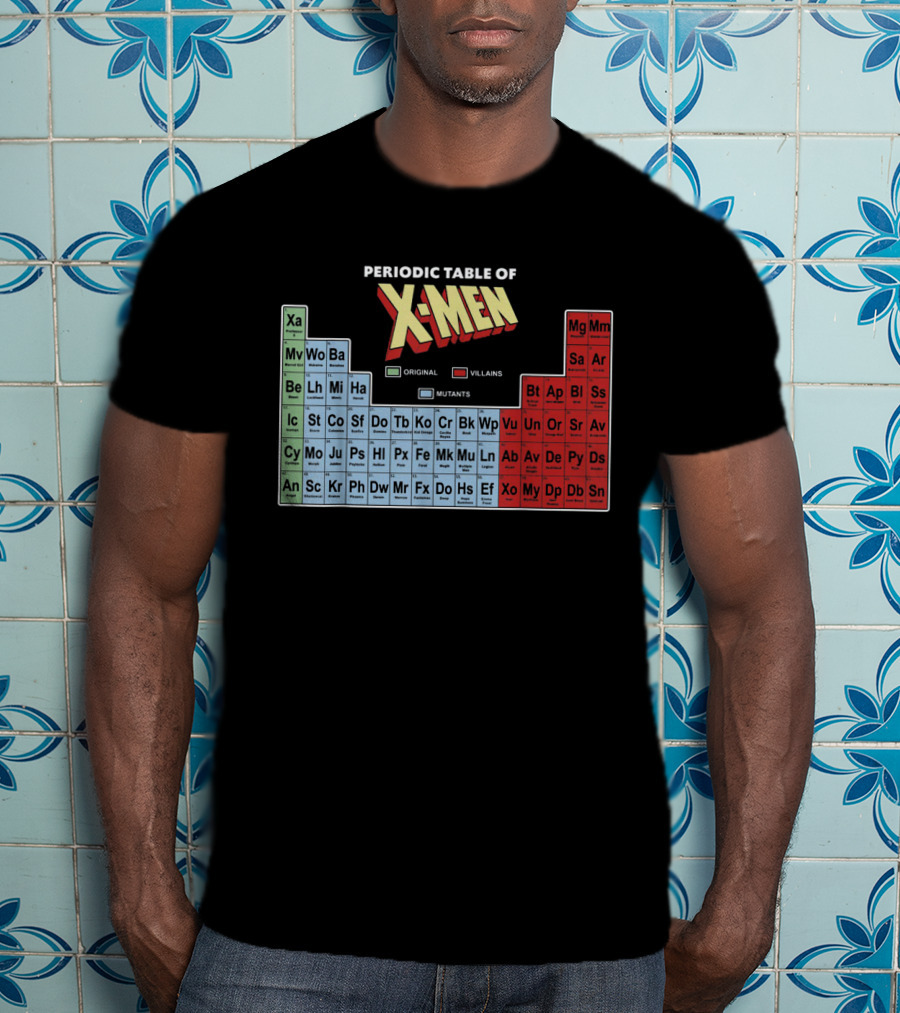 Periodic Table Of X-Men Characters Featuring Original Villains And Mutants T-Shirt