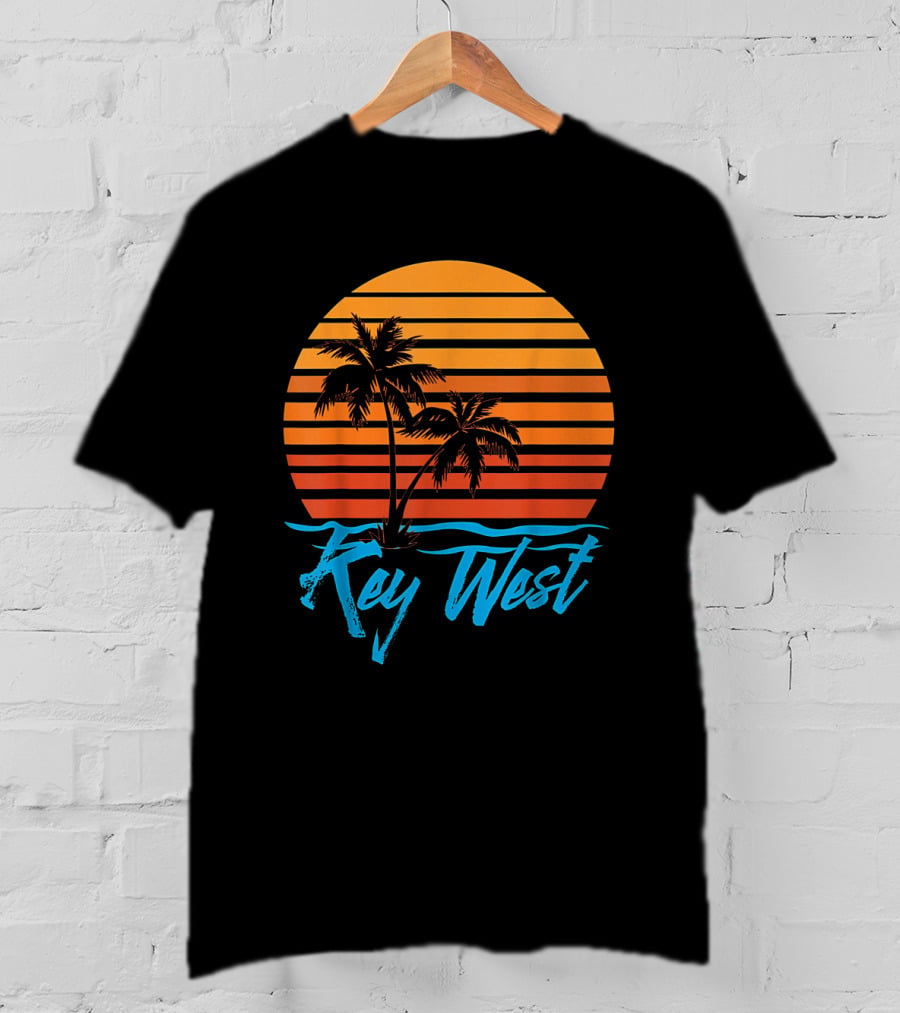 Key West Sunset Palm Trees Beach Vacation Tourist Retro Tropical T-Shirt