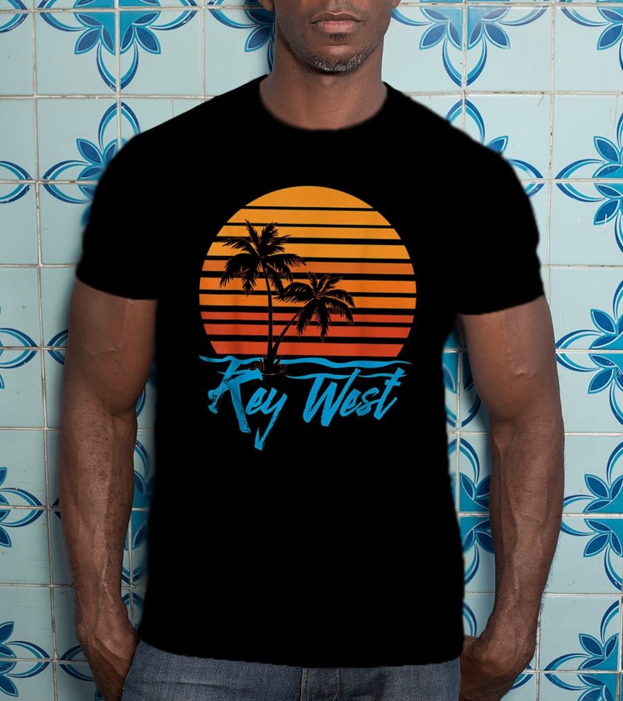 Key West Sunset Palm Trees Beach Vacation Tourist Retro Tropical T-Shirt