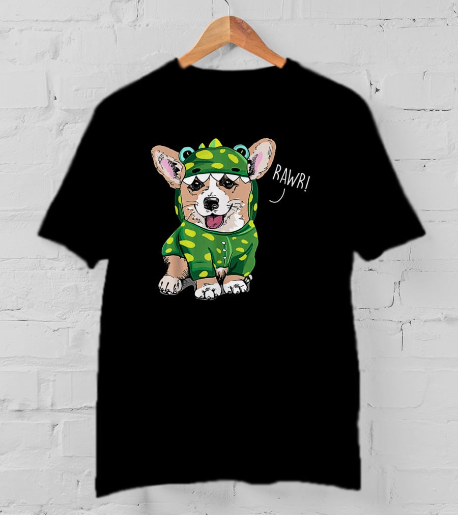 Rawr Welsh Corgi Dressed As Dinosaur Costume Rex T-Shirt