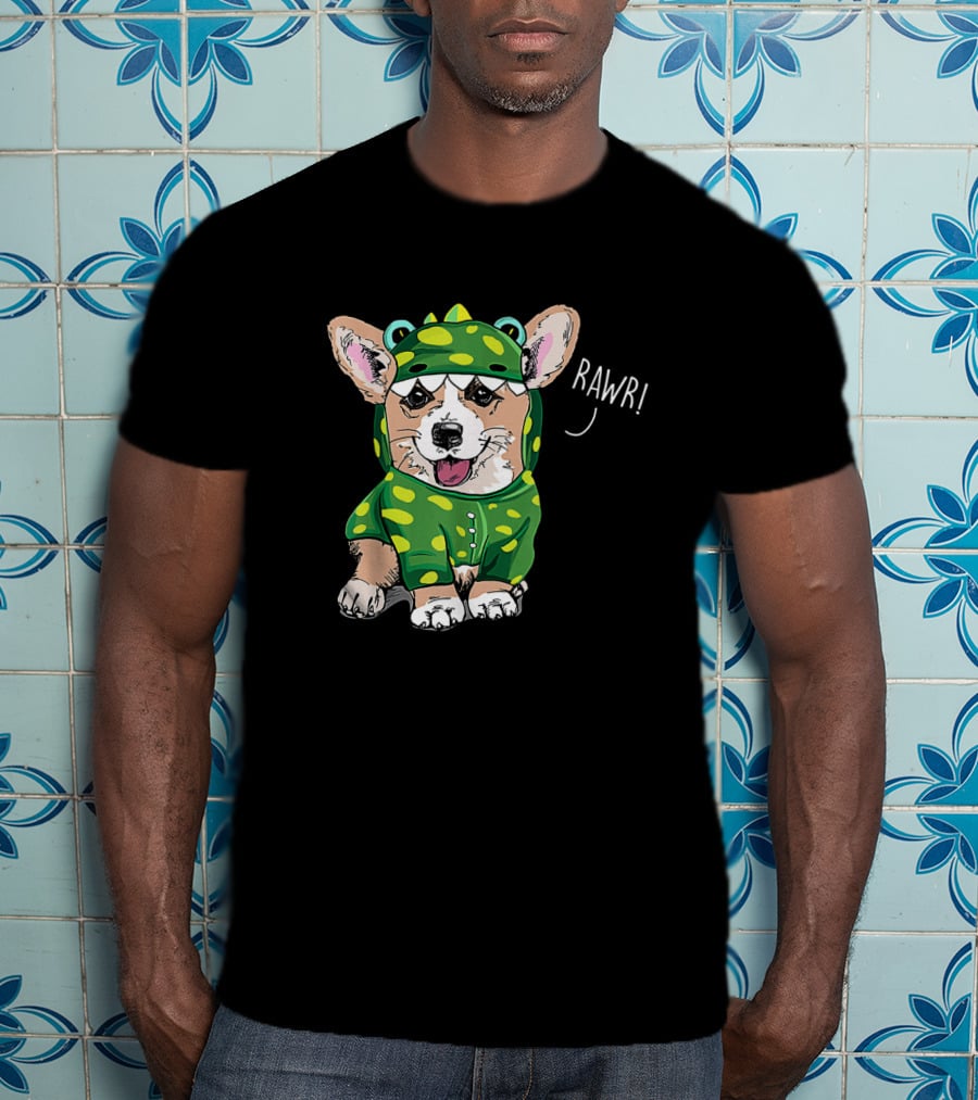 Rawr Welsh Corgi Dressed As Dinosaur Costume Rex T-Shirt